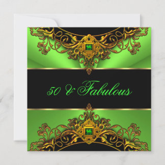 Fabulous 50 Elite Green Lime Black Gold Birthday Invitation