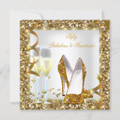 Fabulous 50 Fantastic White Gold Birthday Party Invitation (Front)