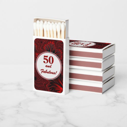 Fabulous 50 Glamorous Shiny Red Fractal Birthday   Matchboxes
