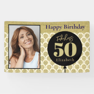 Fabulous 50 Gold Birthday Banner