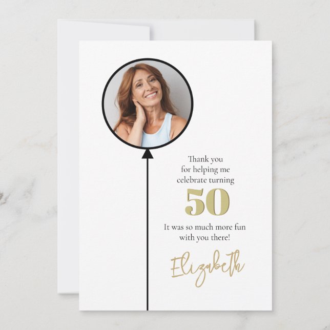 Fabulous 50 Gold Birthday  Thank You Card (Back)