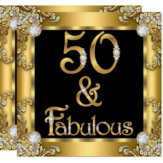 Fabulous 50 Gold Black 50th Birthday Party Invitation Zazzle Com