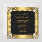 Fabulous 50 Gold Black 50th Birthday Party Invitation | Zazzle