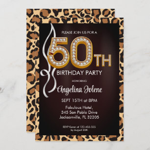 Fabulous 50 Leopard Print Birthday Party Invitation