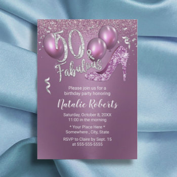 Fabulous 50 Modern Purple Girl 50th Birthday Invitation by myinvitation at Zazzle