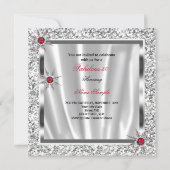 Fabulous 50 Party Red Silver Snowflakes Invitation (Back)