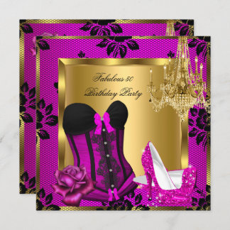 Fabulous 50 Pink plum Heels Chandelier Lace Corset Invitation