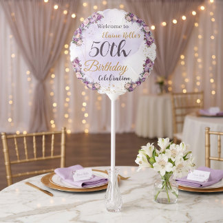 Fabulous 50 Purple Girl Elegant Modern Balloon