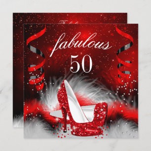 Fabulous 50 Red High Heel Birthday Party Invitation