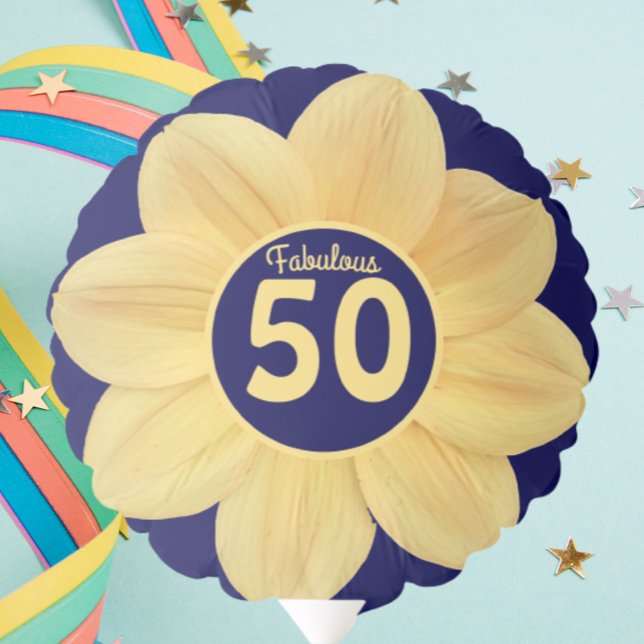 Fabulous 50th Birthday Blue and Yellow Floral Balloon (In Situ Party)