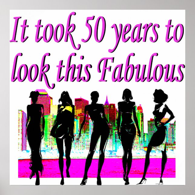 FABULOUS 50TH BIRTHDAY FASHION QUEEN DESIGN POSTER (Front)