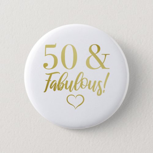 Fabulous 50th Birthday Gold Button