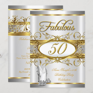 Fabulous 50th Birthday Gold Silver High Heels Invitation