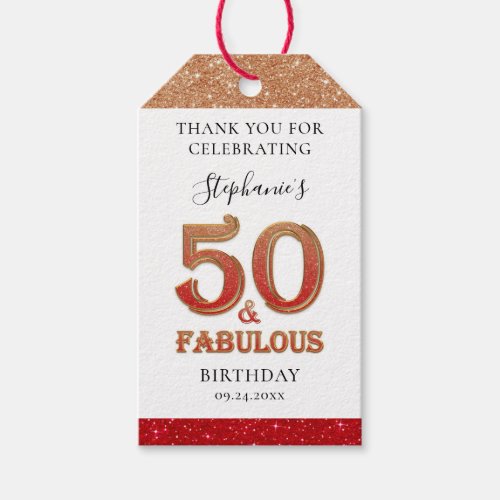 Fabulous 50th Birthday Ombre Glitter Gift Tags