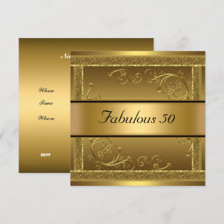 Fabulous 50th Birthday Party Gold Invitation