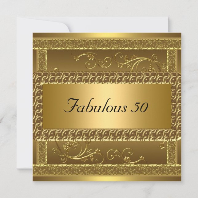 Fabulous 50th Birthday Party Gold Invitation (Front)