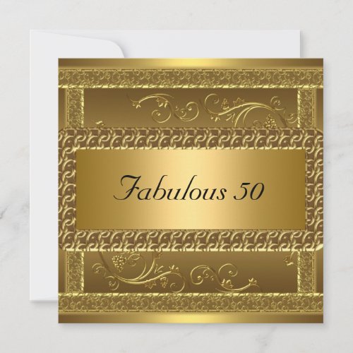 Fabulous 50th Birthday Party Gold Invitation