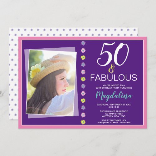 Fabulous 50th Birthday Party  Invitation