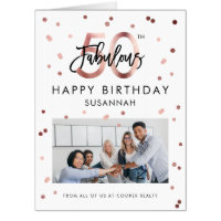 Fabulous 50th Birthday Rose Gold Dots Photo JUMBO