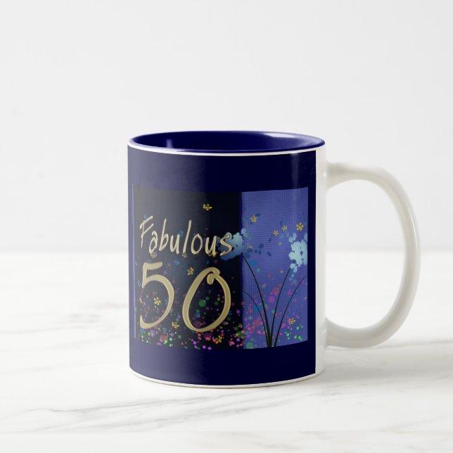 Fabulous 50th Birthday! Two-Tone Coffee Mug (Right)