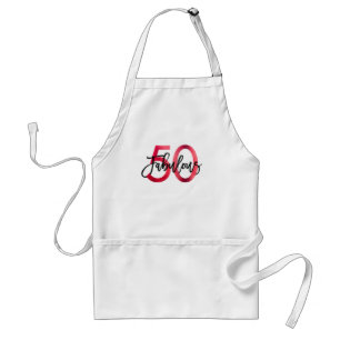 Fabulous 50th Chic Red Fun Modern Birthday Adult Apron