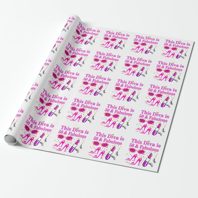 FABULOUS 50TH DIVA WRAPPING PAPER (Unrolled)