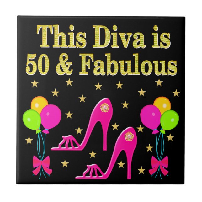FABULOUS 50TH FASHION SHOE QUEEN DESIGN CERAMIC TILE (Front)
