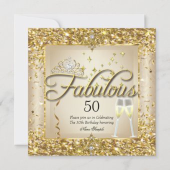 Fabulous 50th Gold Champagne Birthday Party Invitation | Zazzle