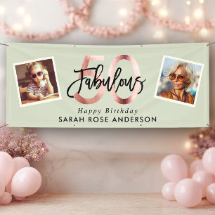 Fabulous 50th Happy Birthday Photo Banner