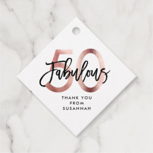 Fabulous 50th Modern Elegant Rose Gold Birthday Favor Tags
