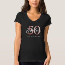 Fabulous 50th | Modern Elegant Rose Gold Birthday T-Shirt
