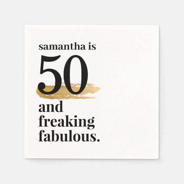 Fabulous 50th Personalized Funny Birthday Napkins (Front)