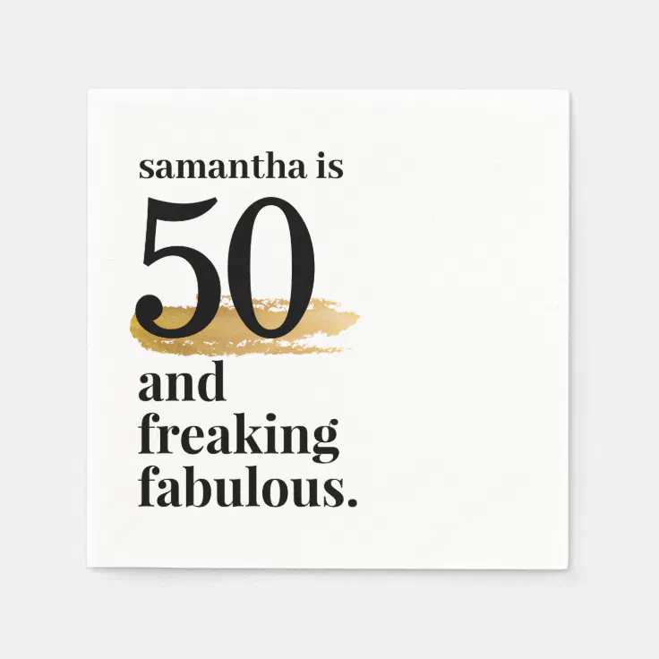 Fabulous 50th Personalized Funny Birthday Napkins Zazzle