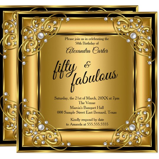 Fabulous 50th Photo Black Gold Birthday Party Invitation | Zazzle.com