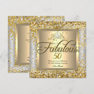 Fabulous 50th Princess Gold Silver Gray Party Invitation