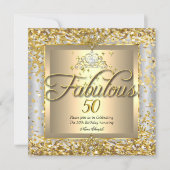 Fabulous 50th Princess Gold Silver Gray Party Invitation (Front)