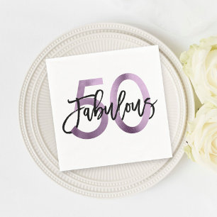 Fabulous 50th Purple Lilac Elegant Birthday Napkins