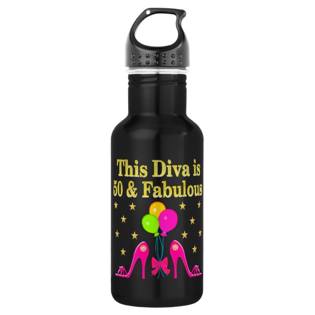 FABULOUS 50TH SHOE LOVER DESIGN STAINLESS STEEL WATER BOTTLE (Front)