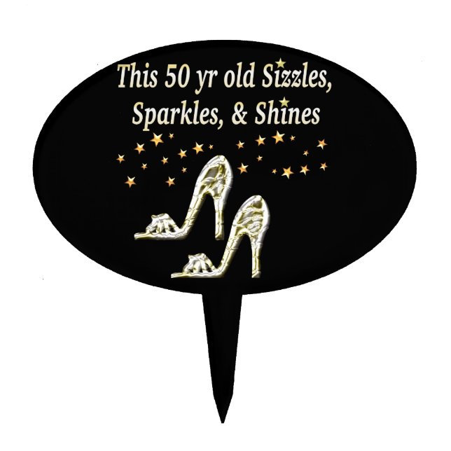 FABULOUS 50TH SILVER SHOE QUEEN CAKE TOPPER (Front)