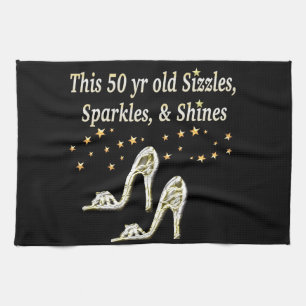 FABULOUS 50TH SILVER SHOE QUEEN TOWEL