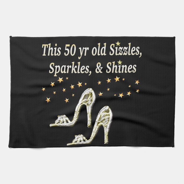 FABULOUS 50TH SILVER SHOE QUEEN TOWEL (Horizontal)