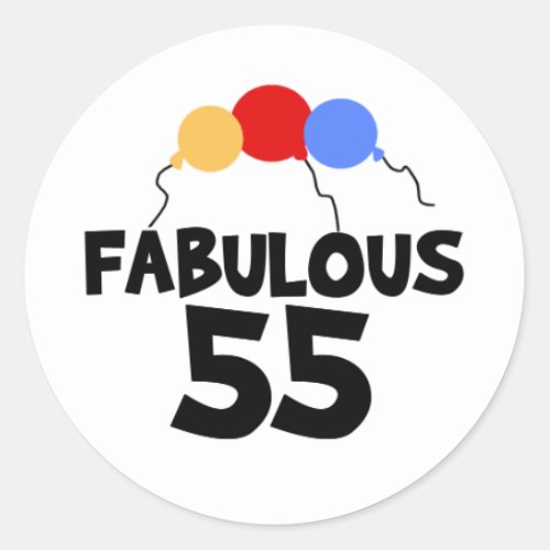 Fabulous 55 5th Birthday Classic Round Sticker