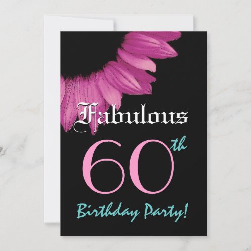 Fabulous 60 Birthday Party Pink Sunflower Custom Announcements