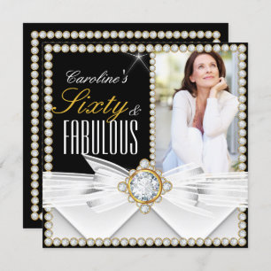 Fabulous 60 Photo Elegant Diamond Gem Birthday Invitation