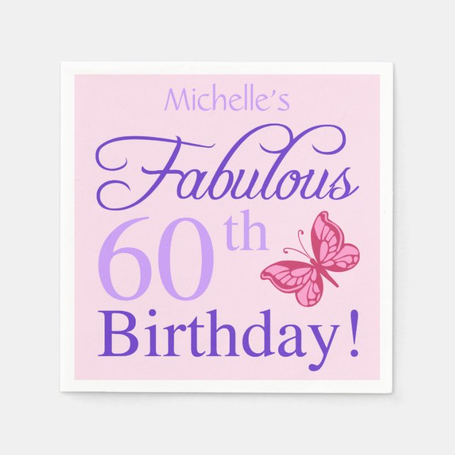 Fabulous 60th Birthday For Women Napkins (Front)