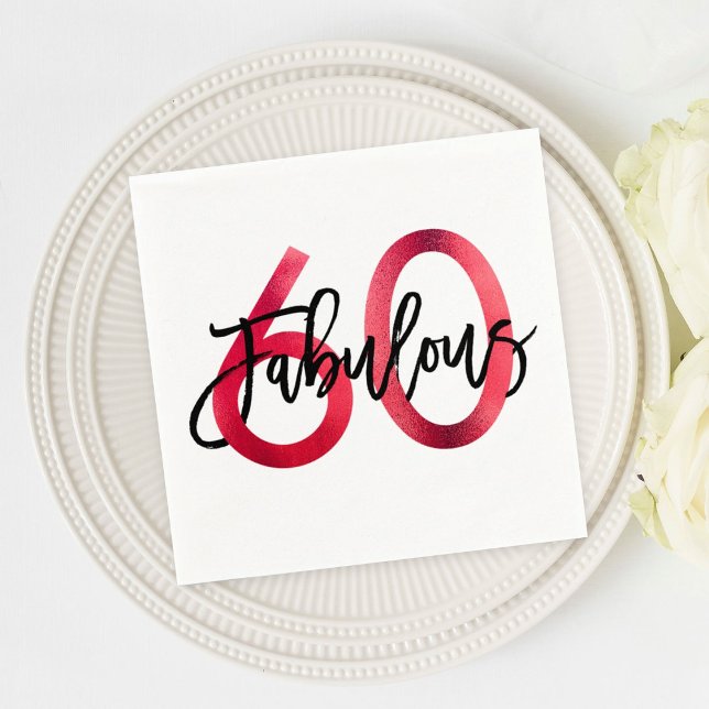Fabulous 60th | Chic Red Modern Elegant Birthday Napkins (Creator Uploaded)
