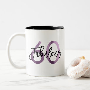 Fabulous 60th Modern Chic Lilac Purple Birthday Two-Tone Coffee Mug