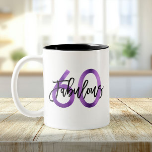 Fabulous 60th Modern Elegant Purple Birthday Two-Tone Coffee Mug