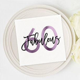 Fabulous 60th Purple Lilac Elegant Birthday Napkins