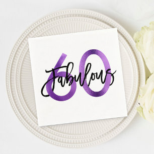 Fabulous 60th Purple Modern Elegant Birthday Napkins